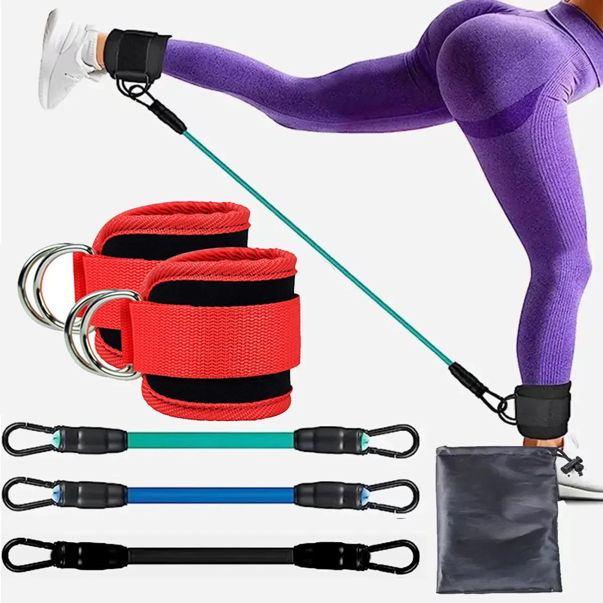 Adjustable Resistance Bands with Ankle Straps for Strength Training