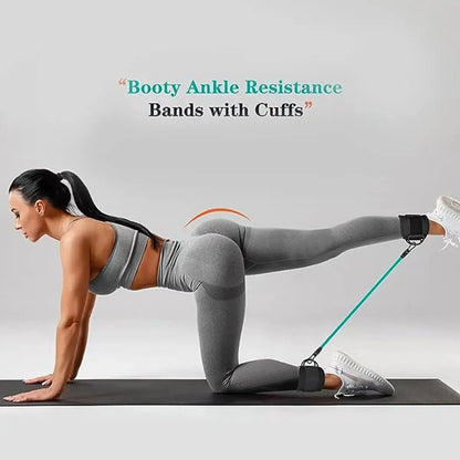 Adjustable Resistance Bands with Ankle Straps for Strength Training