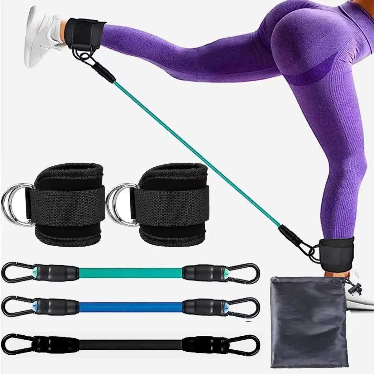 Adjustable Resistance Bands with Ankle Straps for Strength Training