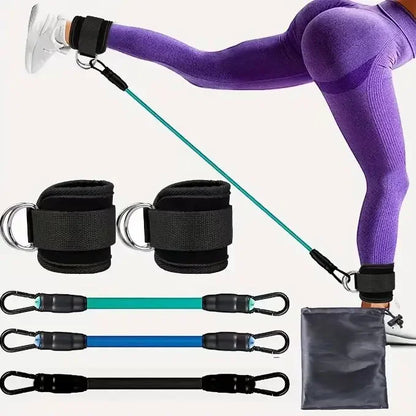 Adjustable Resistance Bands with Ankle Straps for Strength Training