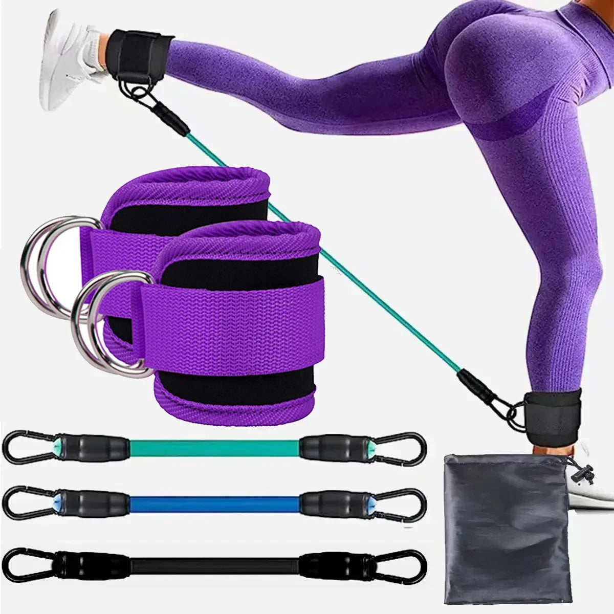 Adjustable Resistance Bands with Ankle Straps for Strength Training