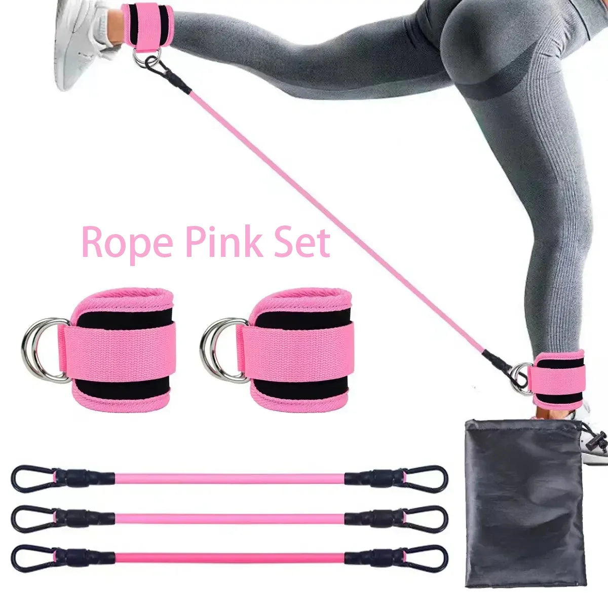 Adjustable Resistance Bands with Ankle Straps for Strength Training