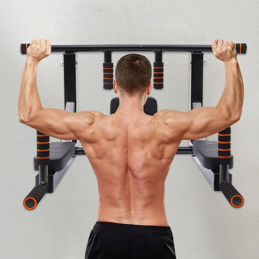 Multi-Grip Wall Mount Pull-Up Bar & Dip Heavy Duty Station