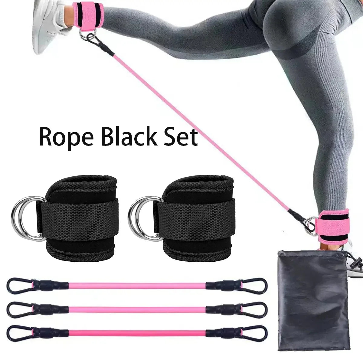 Adjustable Resistance Bands with Ankle Straps for Strength Training