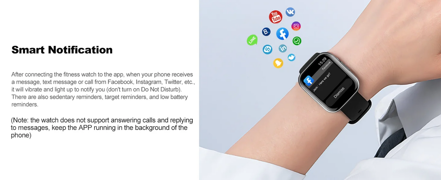 Smart Watch, 1.69" HD Touch Screen Fitness Watch