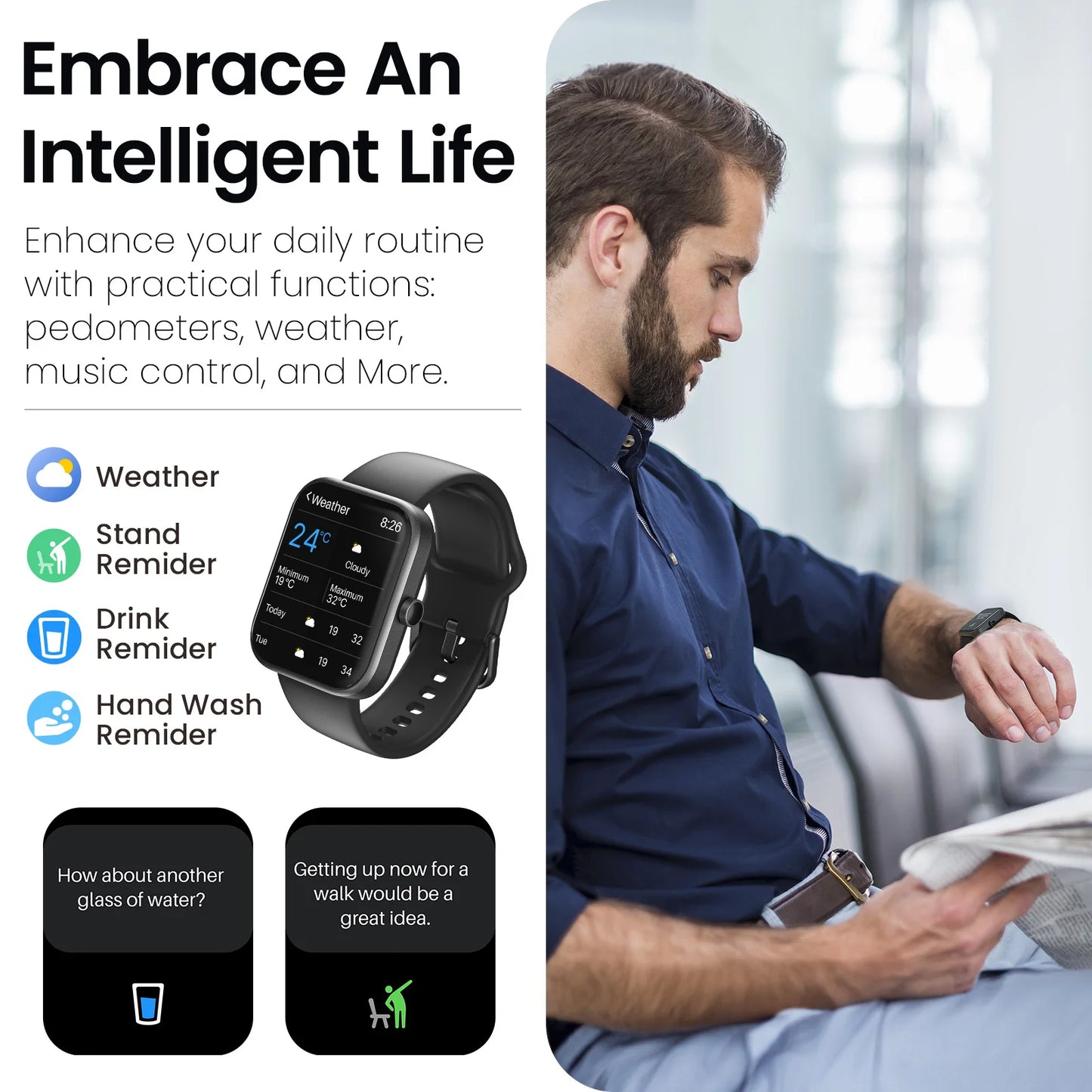 Smart Watch with Bluetooth Calling and Fitness Tracking